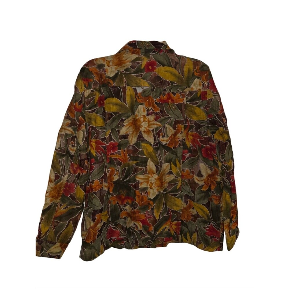 Alfred Dunner Semi Sheer Tropical Floral Print Button Down Shirt - Picture 3 of 10